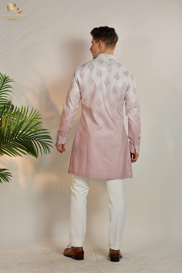 Pink ombre butti design kurta set