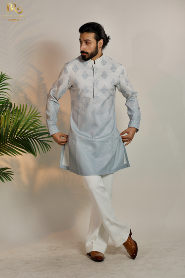Blue ombre butti design kurta set