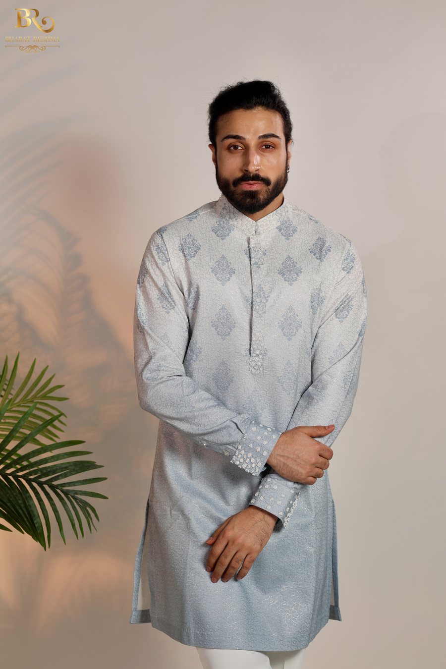 Blue ombre butti design kurta set