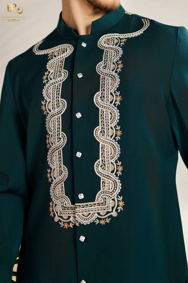 Green Embroidered Floral Kurta Set with Pant