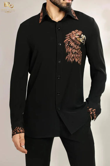 Designer Hand Painted Eagle Pattern Shirt