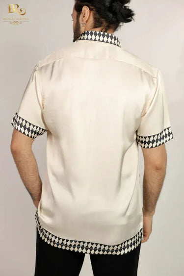 Men's Cream Elephent Printed Shirt