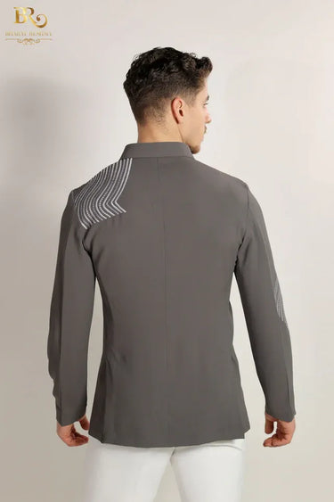 Gray Embroidered Resham Work  Shirt