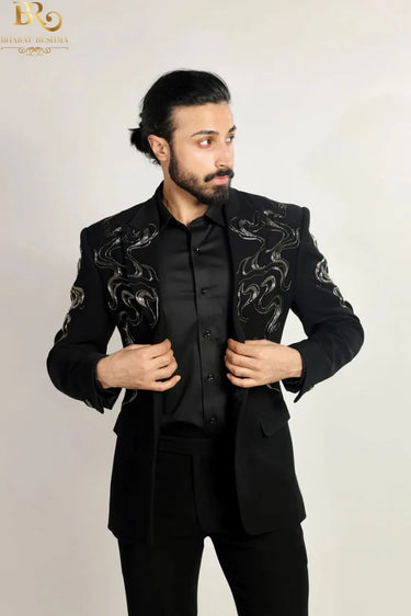 Black Tuxedo with Silver Detailing