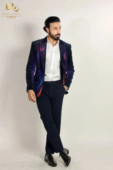 Galaxy Velvet Hand Paint Tuxedo