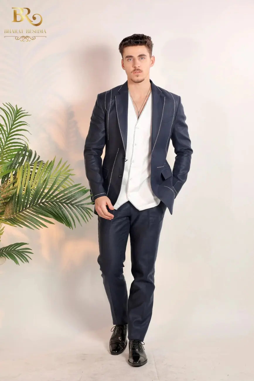 Blue Linen blazer for men