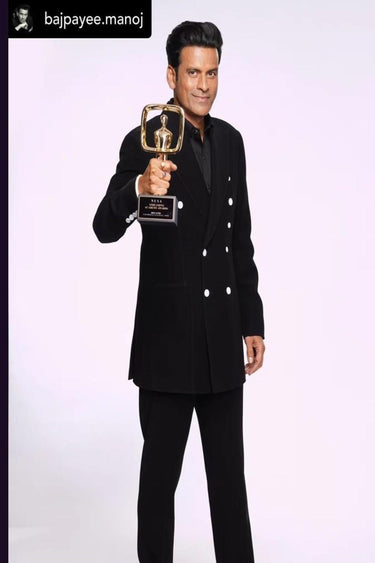 Manoj Bajpayee in our Black Plain Double-Breasted Jacket and Pant Set - Bharat Reshma