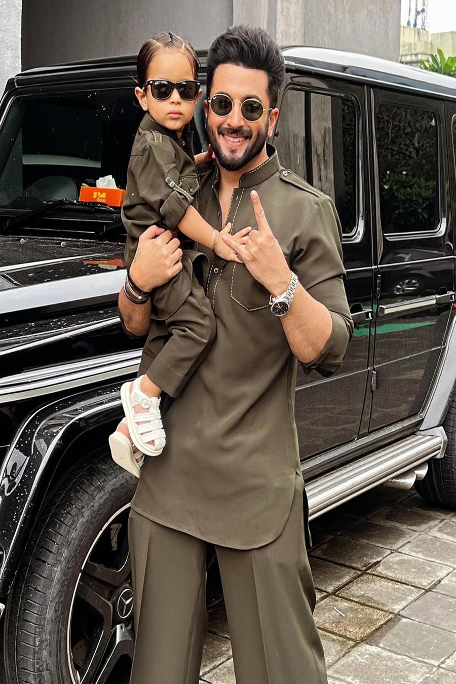 Dheeraj Dhoopar In Our Classic Green Olive Pathani kurta set