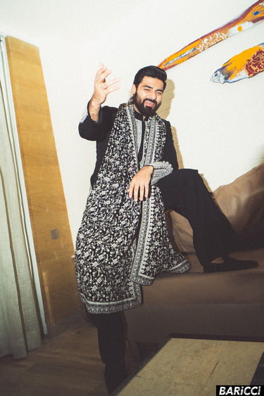 Bismil in Our Black embroidered indo-western set