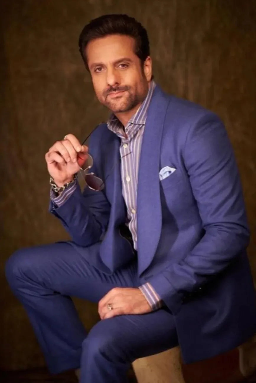 Fardeen Khan in Our Blue Wool Single Button Shawl Lapel Suit