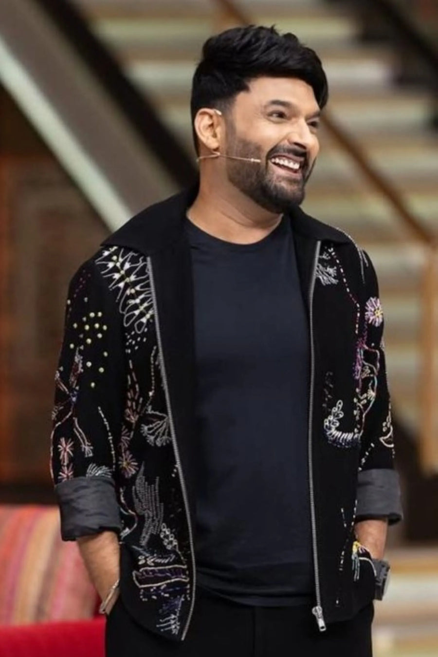 Kapil Sharma in Our Black Flora Fauna Jacket