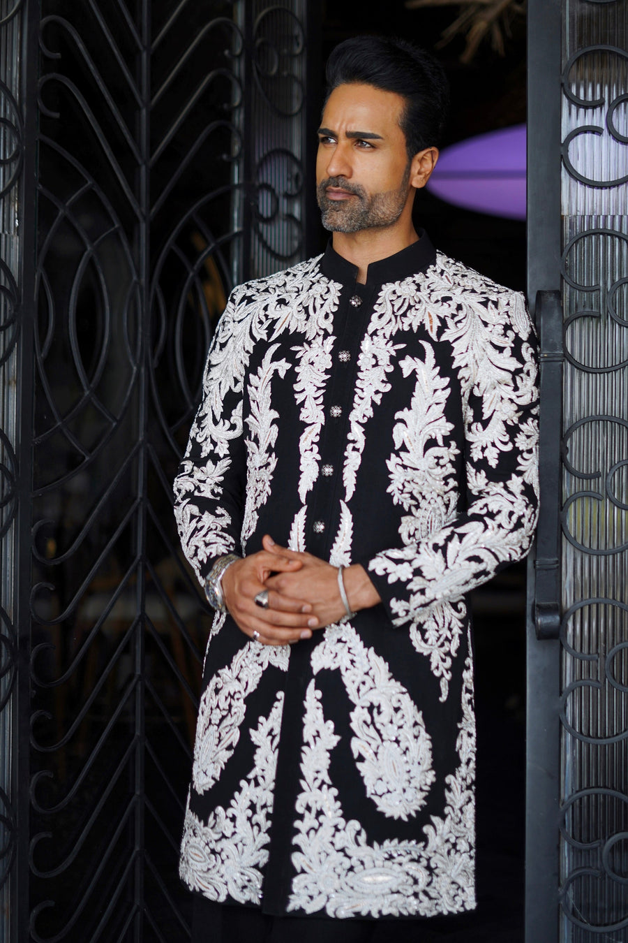 Embroidered Black Indo-Western with Resham Work